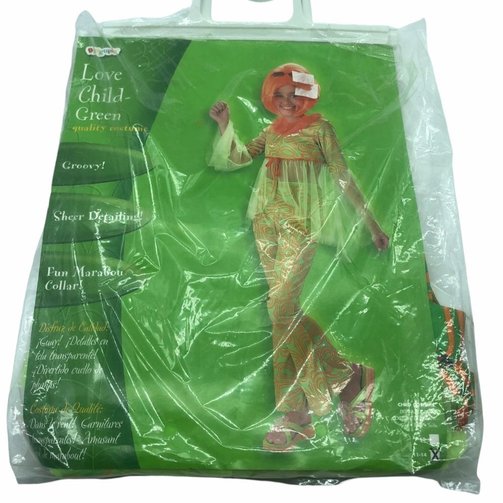 Hippie costume Love Child Green NEW Girl Large 11-14